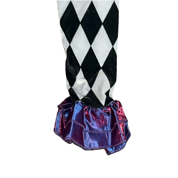 Italian Harlequin Jester Carnival Clown Costume Youth Size 14-16 Black & White - Picture 10 of 10